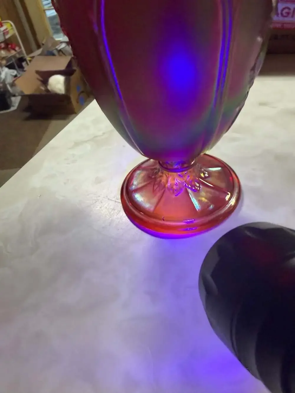 Fenton Ruby Red Carnival Glass Dancing Ladies Urn Vase